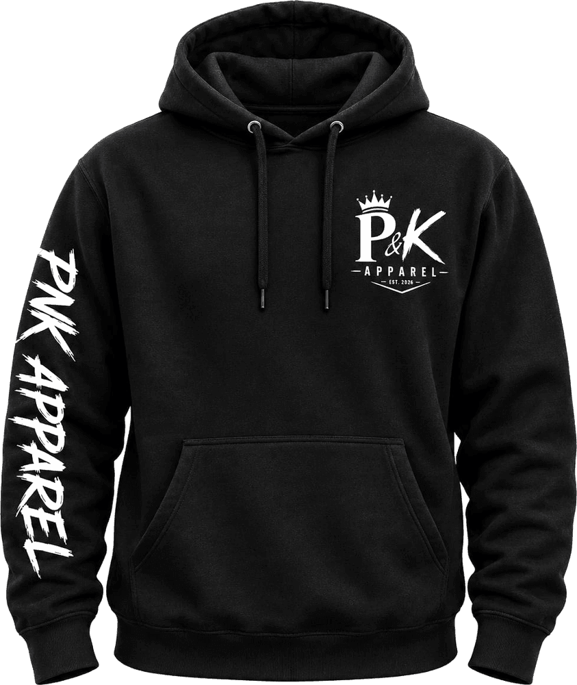 PNK Signature Hoodie in black, with the crowned P&K logo on the chest