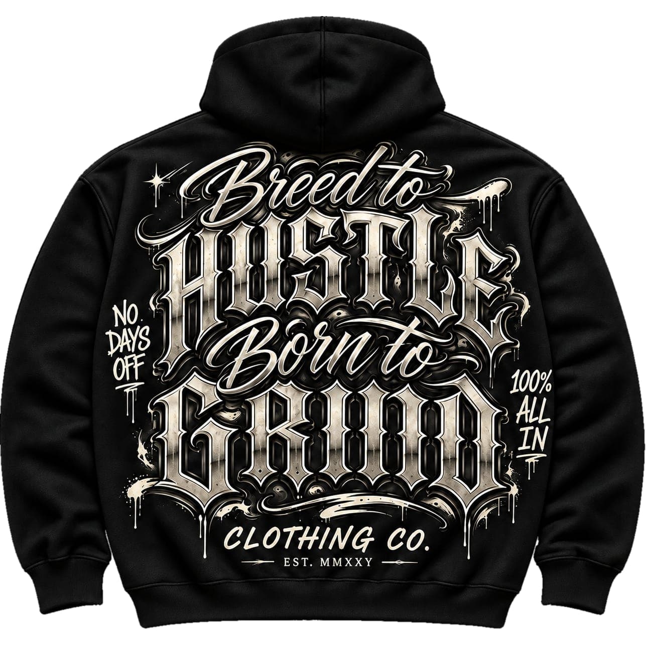 No Days Off Hoodie: Black, Back